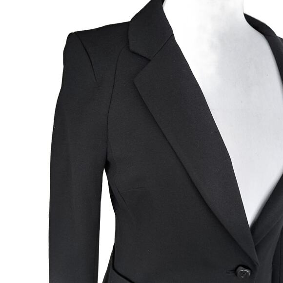 Anthropologie Cartonnier Black Ponte Jacket Blazer Size 6 Tailored Slim Fit - Picture 2 of 10